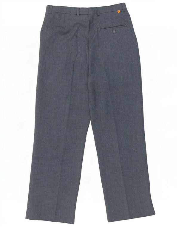 Pantaloni da completo da uomo con pegging Farah W32 L29 poliestere blu
