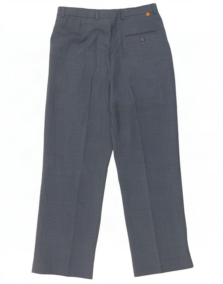 Pantaloni da completo da uomo con pegging Farah W32 L29 poliestere blu