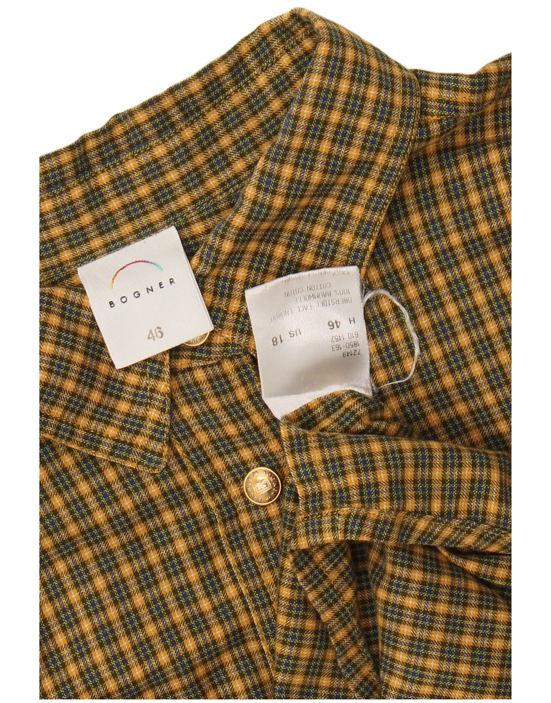 BOGNER Camicia da donna in flanella US 18 2XL Cotone a quadri gialli