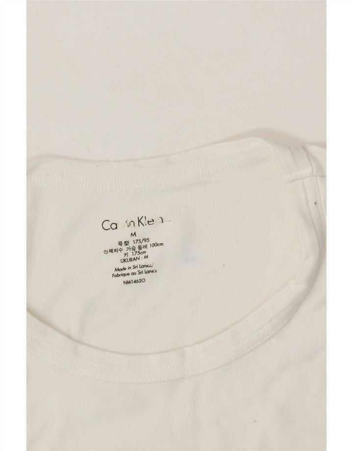 CALVIN KLEIN Mens Graphic T-Shirt Top Medium White Cotton Vintage Calvin Klein and Second-Hand Calvin Klein from Messina Hembry 