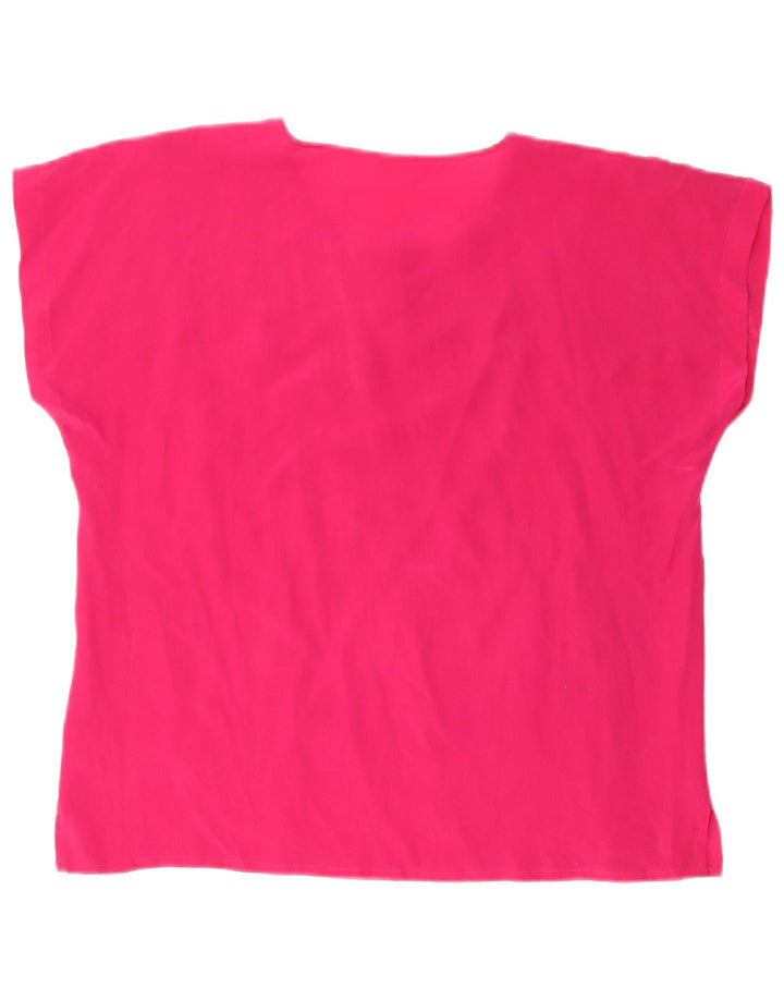 Camicetta vintage da donna Top UK 16 grande seta rosa