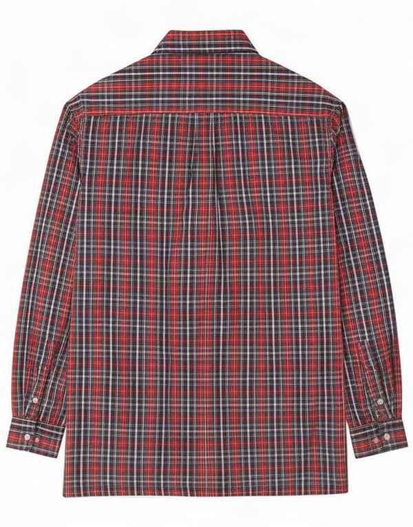Balloon Mens Shirt Medium Navy Blue Plaid Cotton Classic