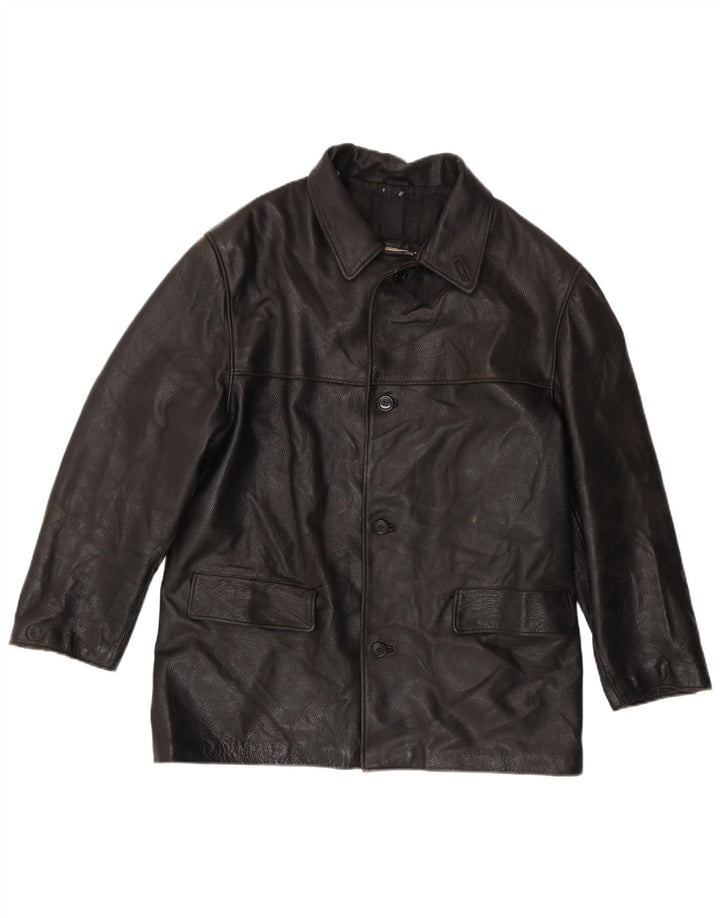 Giacca in pelle vintage da uomo IT 50 grande in pelle nera