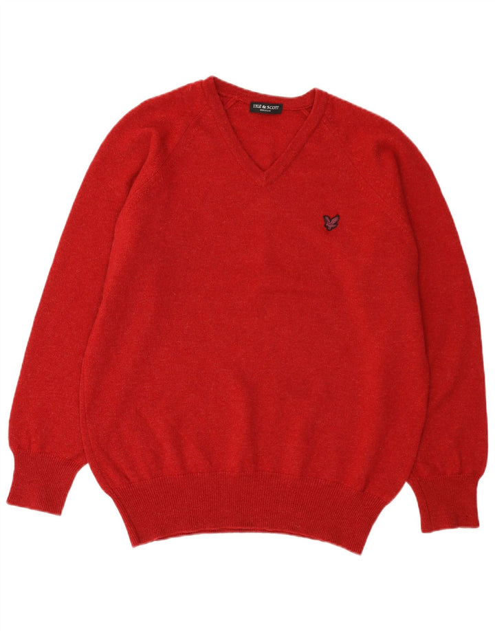 Lyle & Scott Maglione da uomo Heritage con scollo a V grande rosso