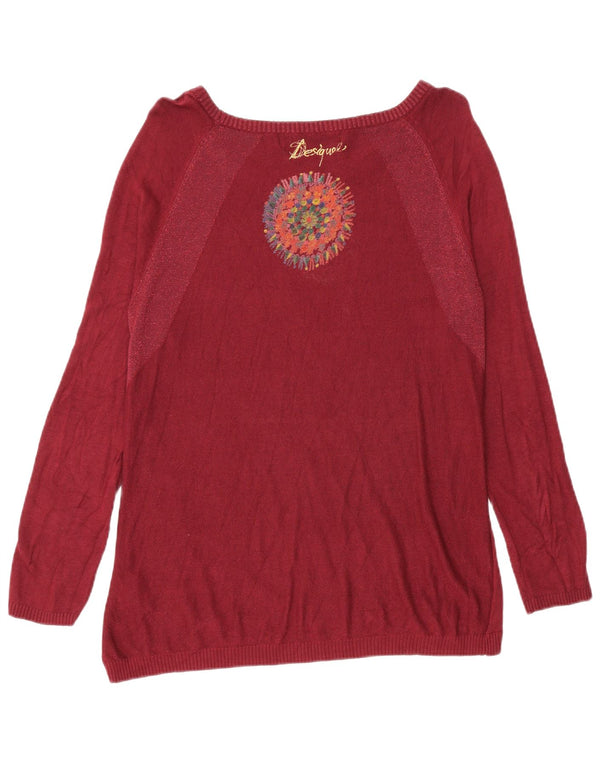 Desigual Donna Maglione con scollo a barchetta Maglione UK 12 Borgogna medio floreale