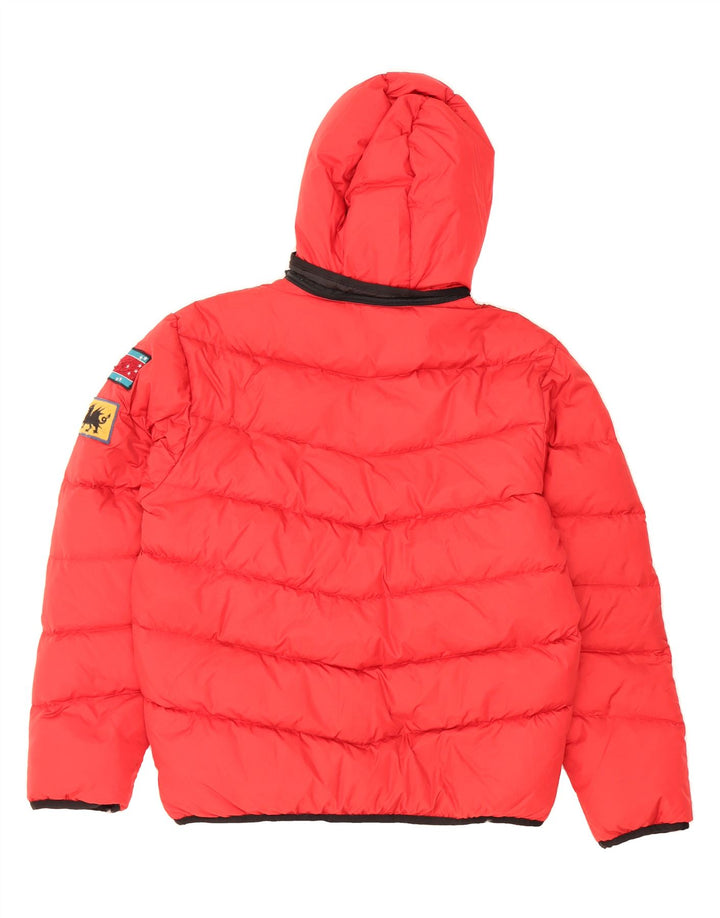BRUGI Mens Hooded Padded Jacket IT 50 Large Red Polyamide Vintage Brugi and Second-Hand Brugi from Messina Hembry 