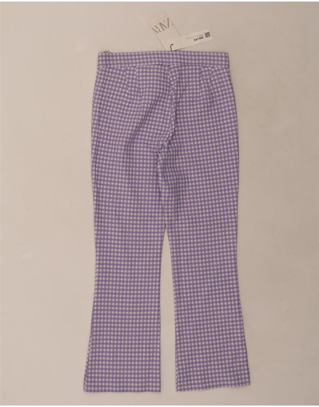 Pantaloni corti da donna Zara Bootcut medi W28 L25 a quadretti viola