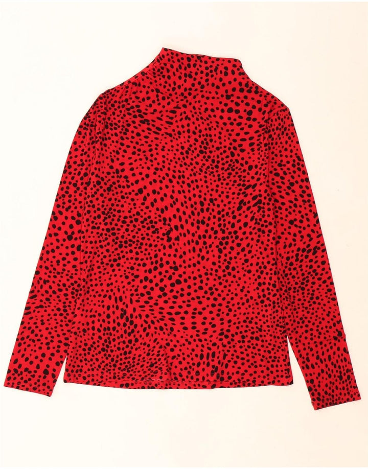 DKNY Womens Blouse Top UK 12 Medium Red Animal Print Polyester Vintage Dkny and Second-Hand Dkny from Messina Hembry 