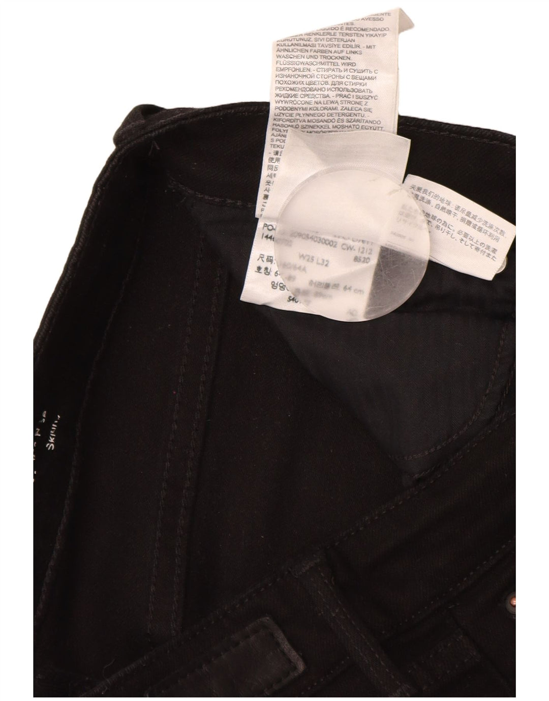 LEVI'S Jeans skinny da donna con curvatura leggera a vita moderna W25 L30 cotone nero