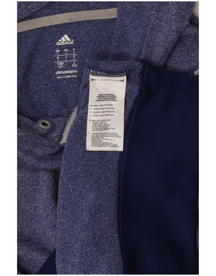 Felpa con cappuccio Adidas Climawarm da uomo, grande, in poliestere chiazzato blu