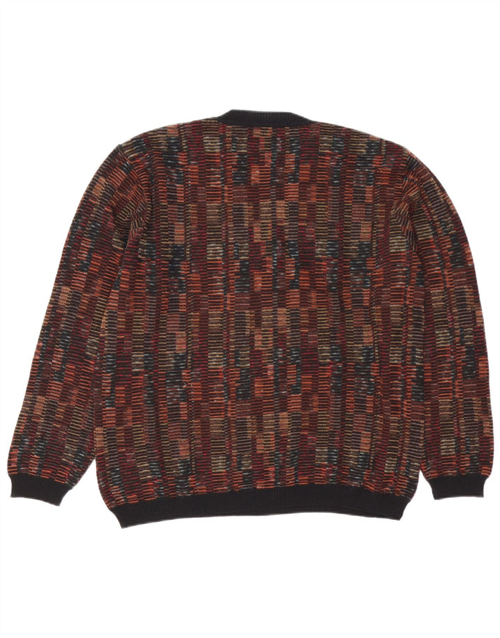 Maglione da uomo con scollo a V Mapier, grande lana merino geometrica multicolore