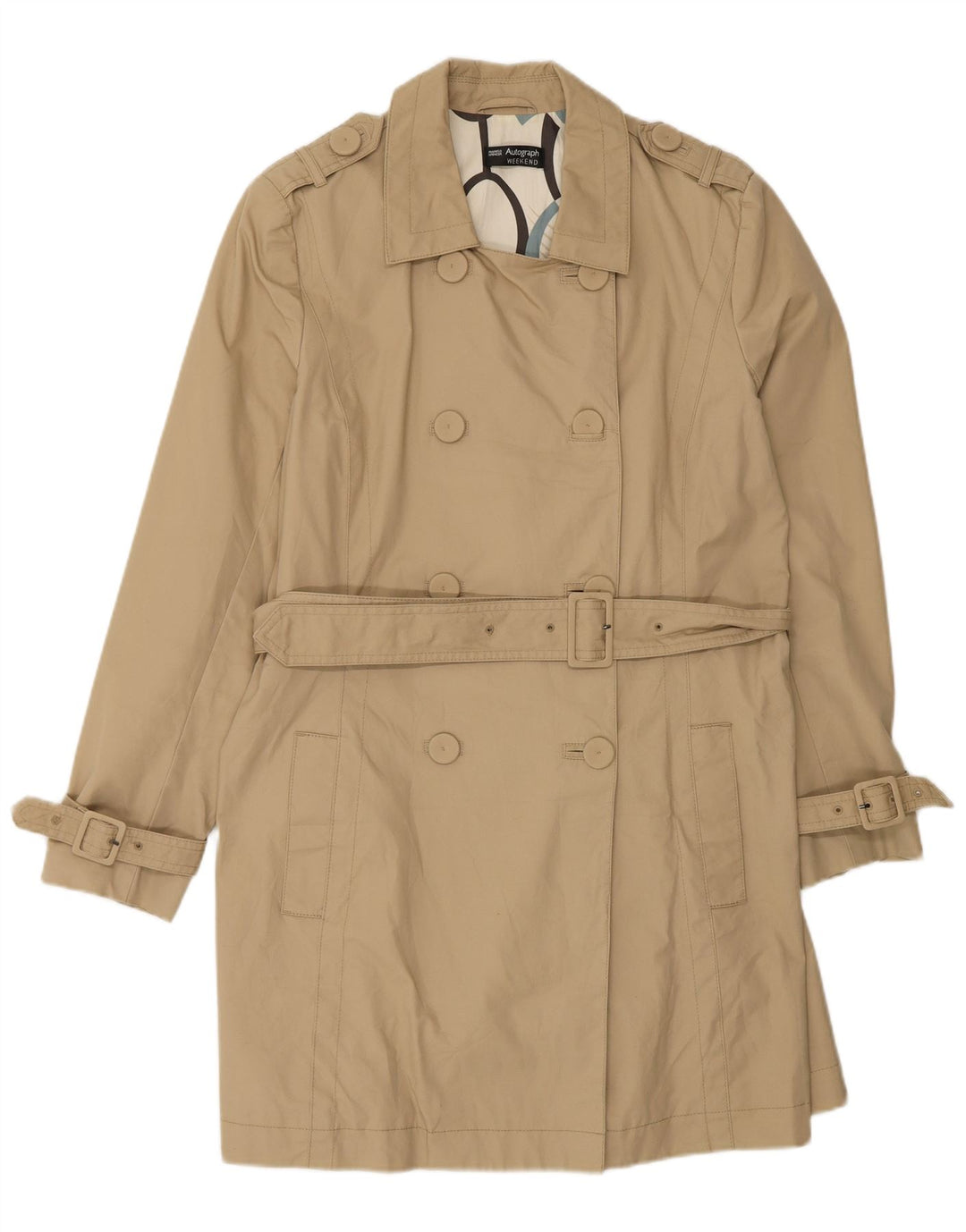 Trench autografato da donna Marks & Spencer UK 14 grande cotone beige