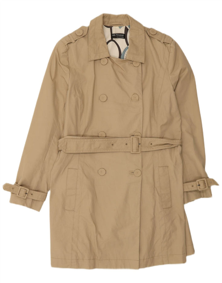 Trench autografato da donna Marks & Spencer UK 14 grande cotone beige