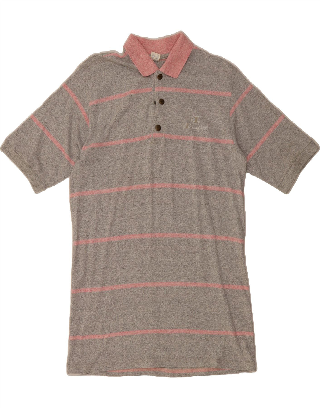CHAMPION Mens Polo Shirt Large Grey Striped Cotton Vintage Champion and Second-Hand Champion from Messina Hembry 