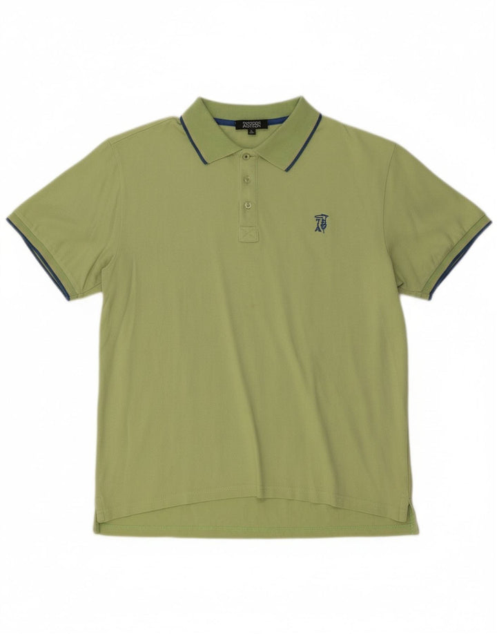 TRUSSARDI Mens Polo Shirt XL Green Cotton