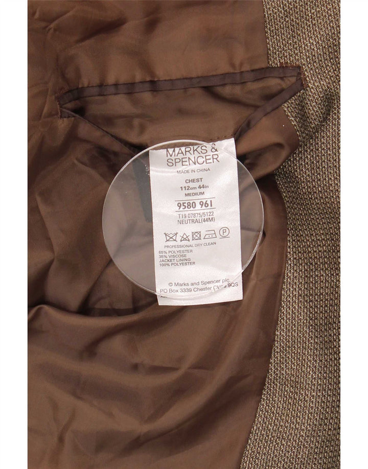 Giacca blazer a 2 bottoni da uomo Marks & Spencer UK 44 XL poliestere marrone