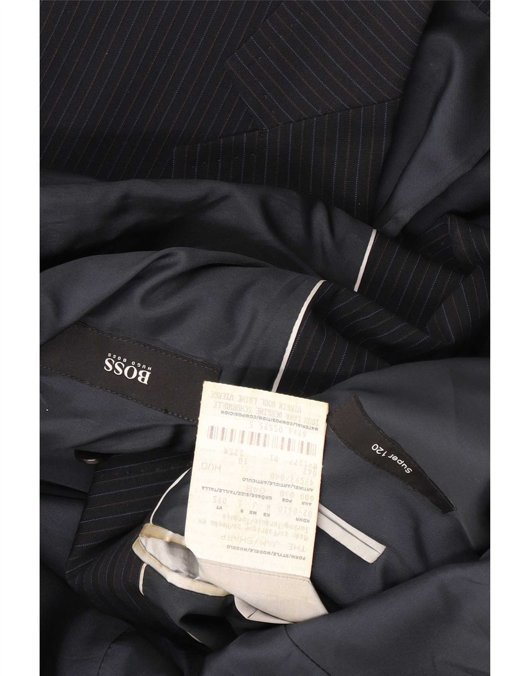 Giacca blazer da uomo a 2 bottoni Hugo Boss EU 48 medio blu navy gessato