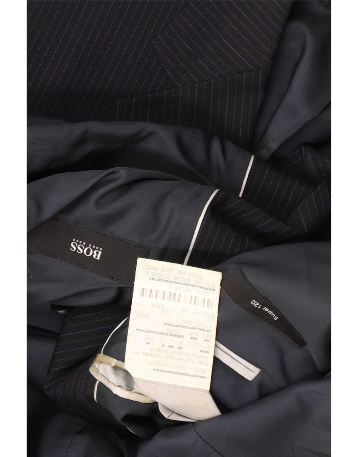 Giacca blazer da uomo a 2 bottoni Hugo Boss EU 48 medio blu navy gessato