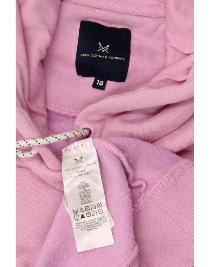 CREW CLOTHING Maglione corto con cappuccio da donna UK 18 XL Cotone rosa