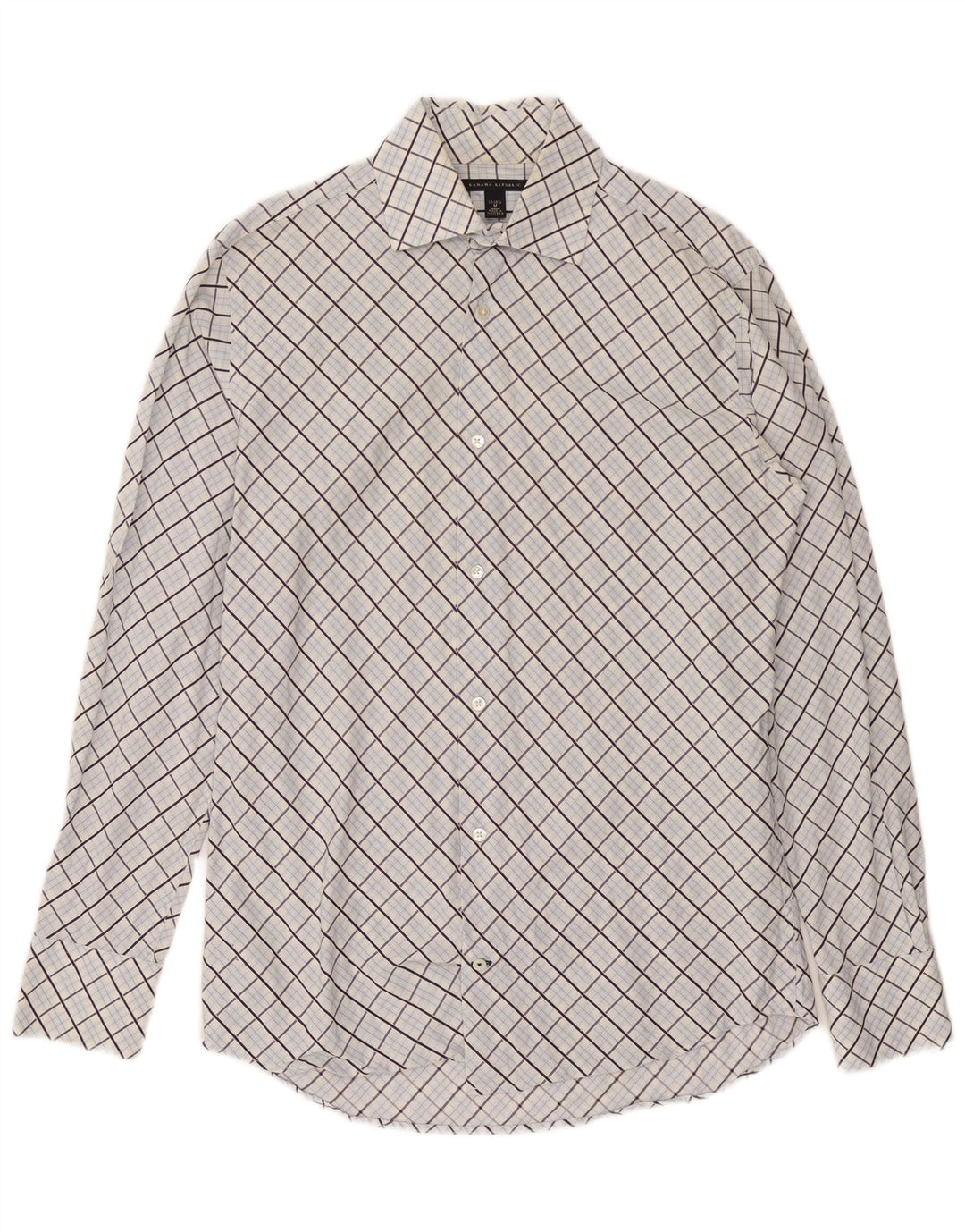 Camicia da uomo Banana Republic taglia 15 15 1/2 cotone a quadri blu medio