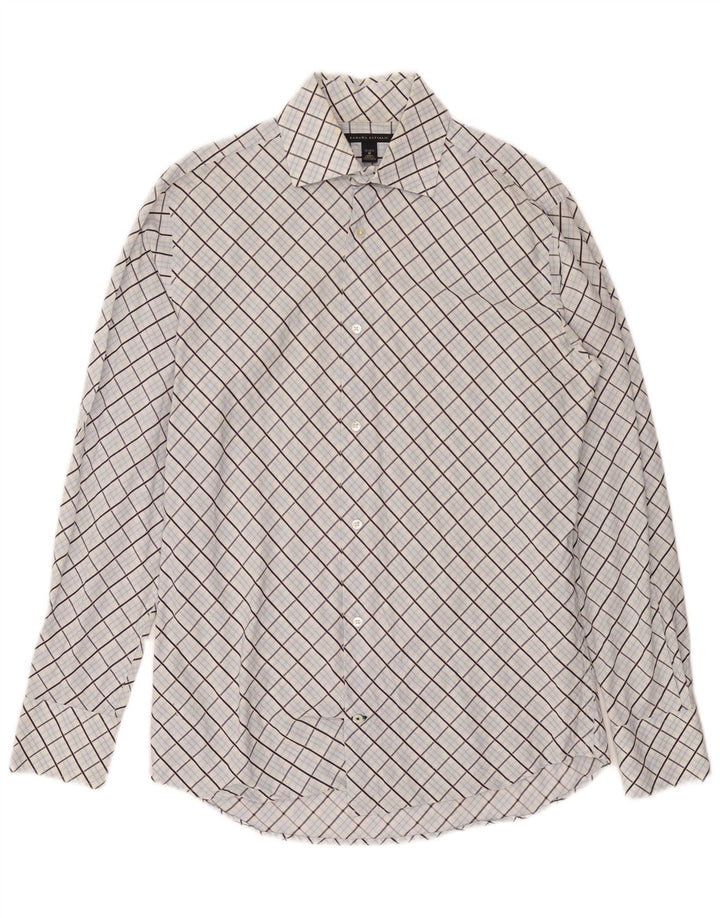 Camicia da uomo Banana Republic taglia 15 15 1/2 cotone a quadri blu medio