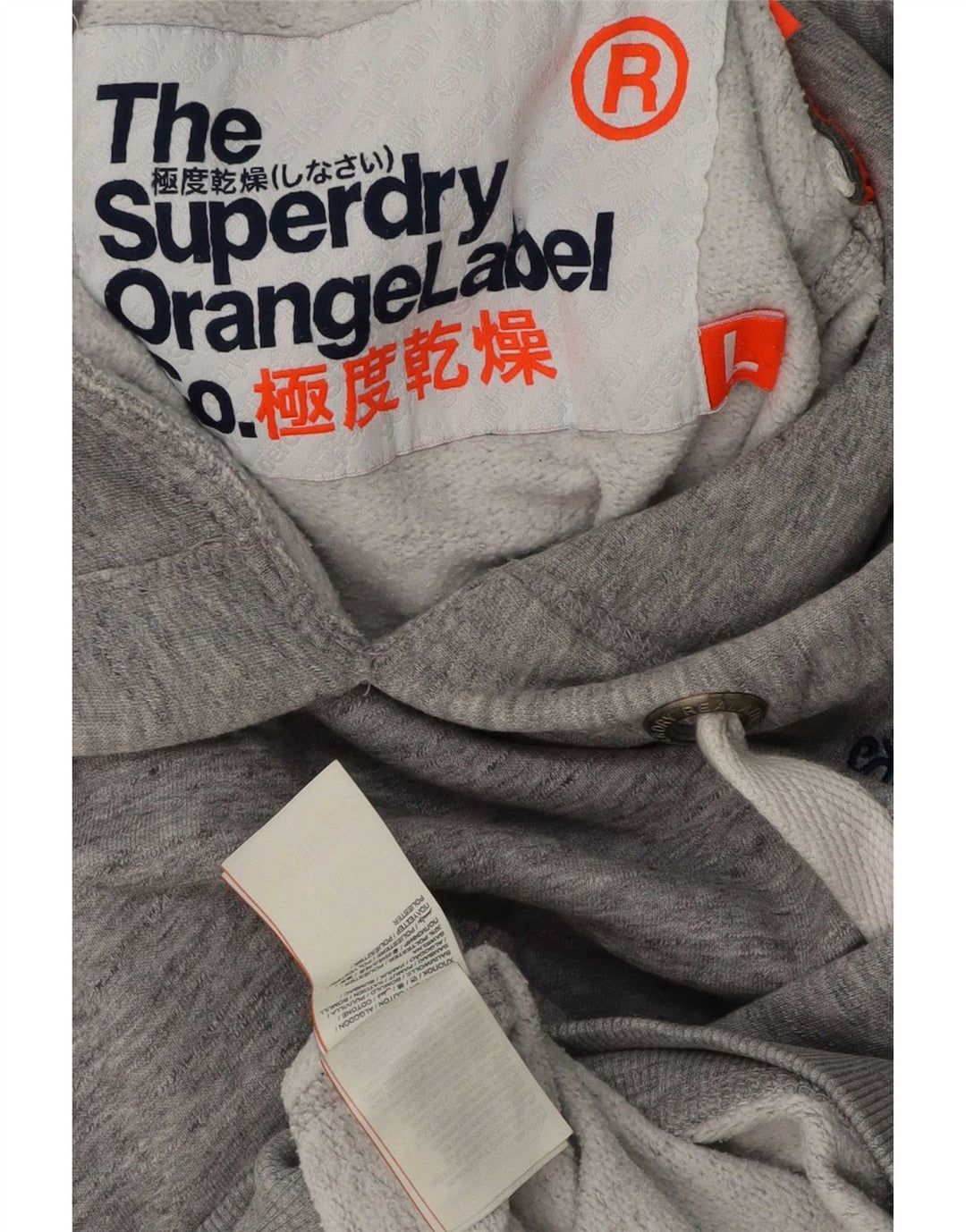 Maglione con cappuccio da uomo Superdry grande cotone chiazzato grigio