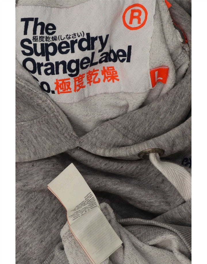 Maglione con cappuccio da uomo Superdry grande cotone chiazzato grigio