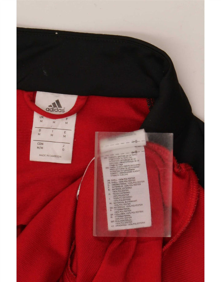 Giacca da ginnastica da uomo Adidas, giacca in poliestere color block rosso medio