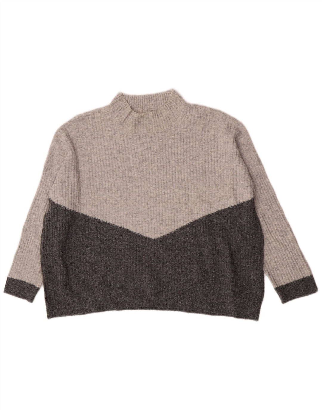 Maglione maglione a collo alto da donna Marks & Spencer UK 18 XL grigio screziato