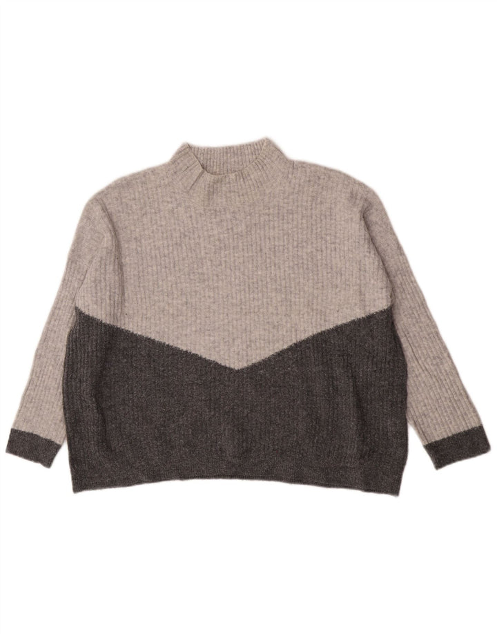 Maglione maglione a collo alto da donna Marks & Spencer UK 18 XL grigio screziato