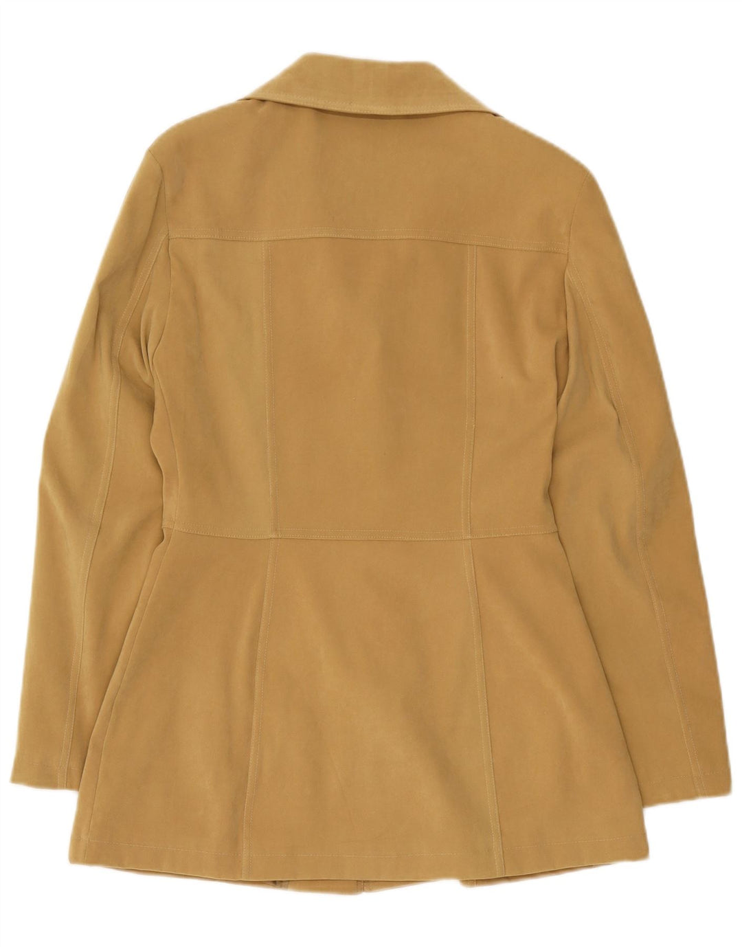 Giacca blazer da donna a 4 bottoni Specchio UK 14 grande poliestere beige