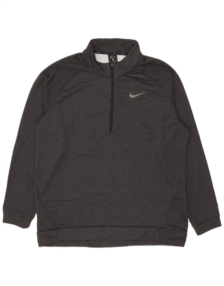 Felpa Nike Uomo Dri Fit Zip Neck Maglione XL Grigio Poliestere