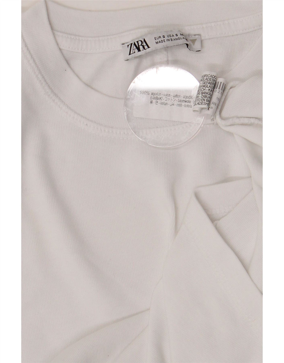 ZARA T-shirt oversize da donna UK 10 piccola in cotone bianco