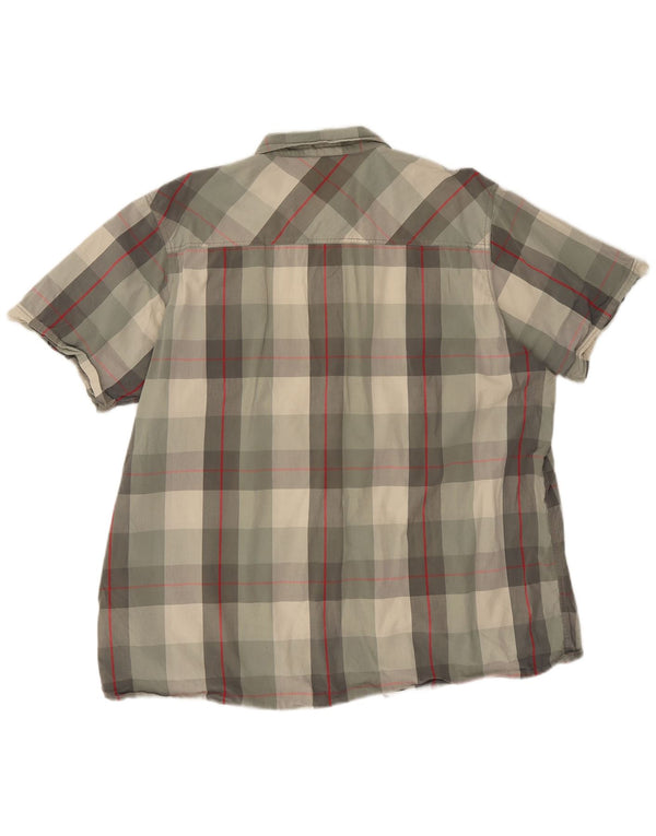 Camicia a maniche corte da uomo Weird Fish 3XL in cotone a quadri kaki