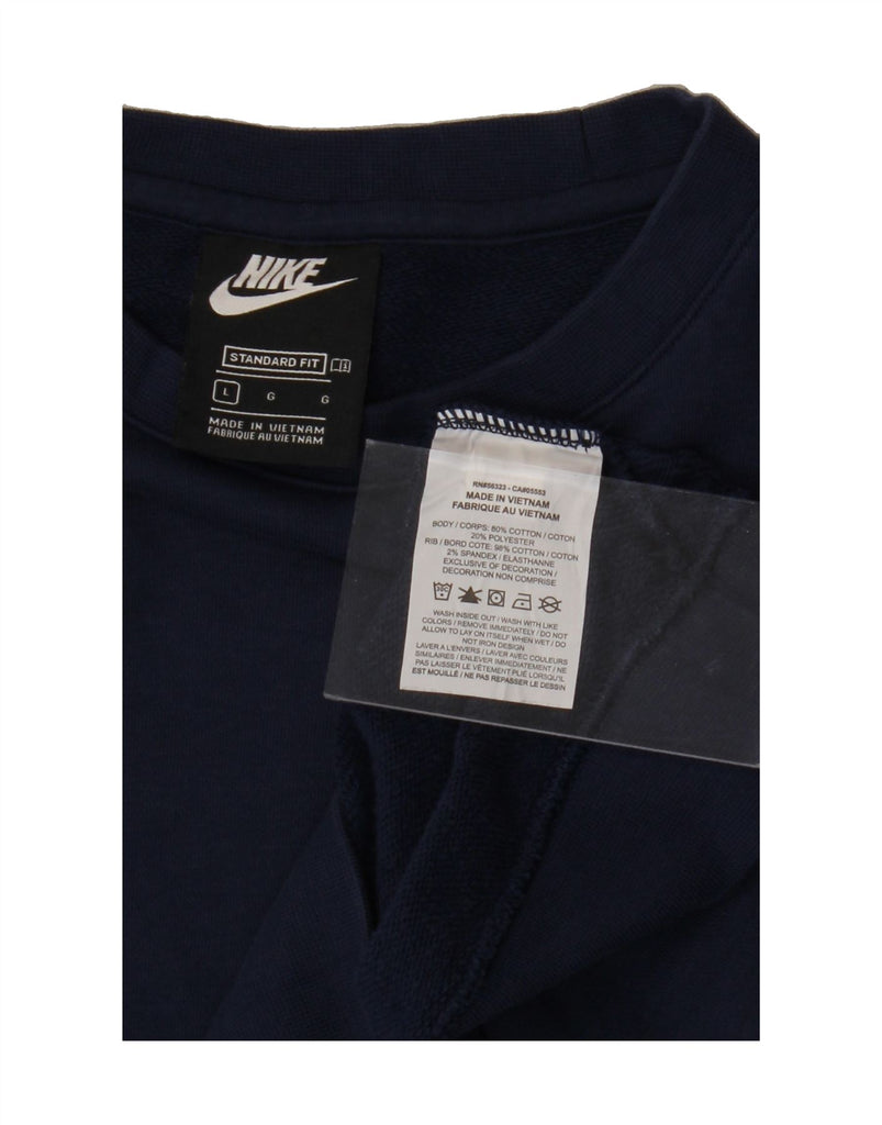 NIKE Womens Swoosh Standard Fit Sweatshirt Jumper UK 16 Large Navy Blue Vintage Nike and Second-Hand Nike from Messina Hembry 