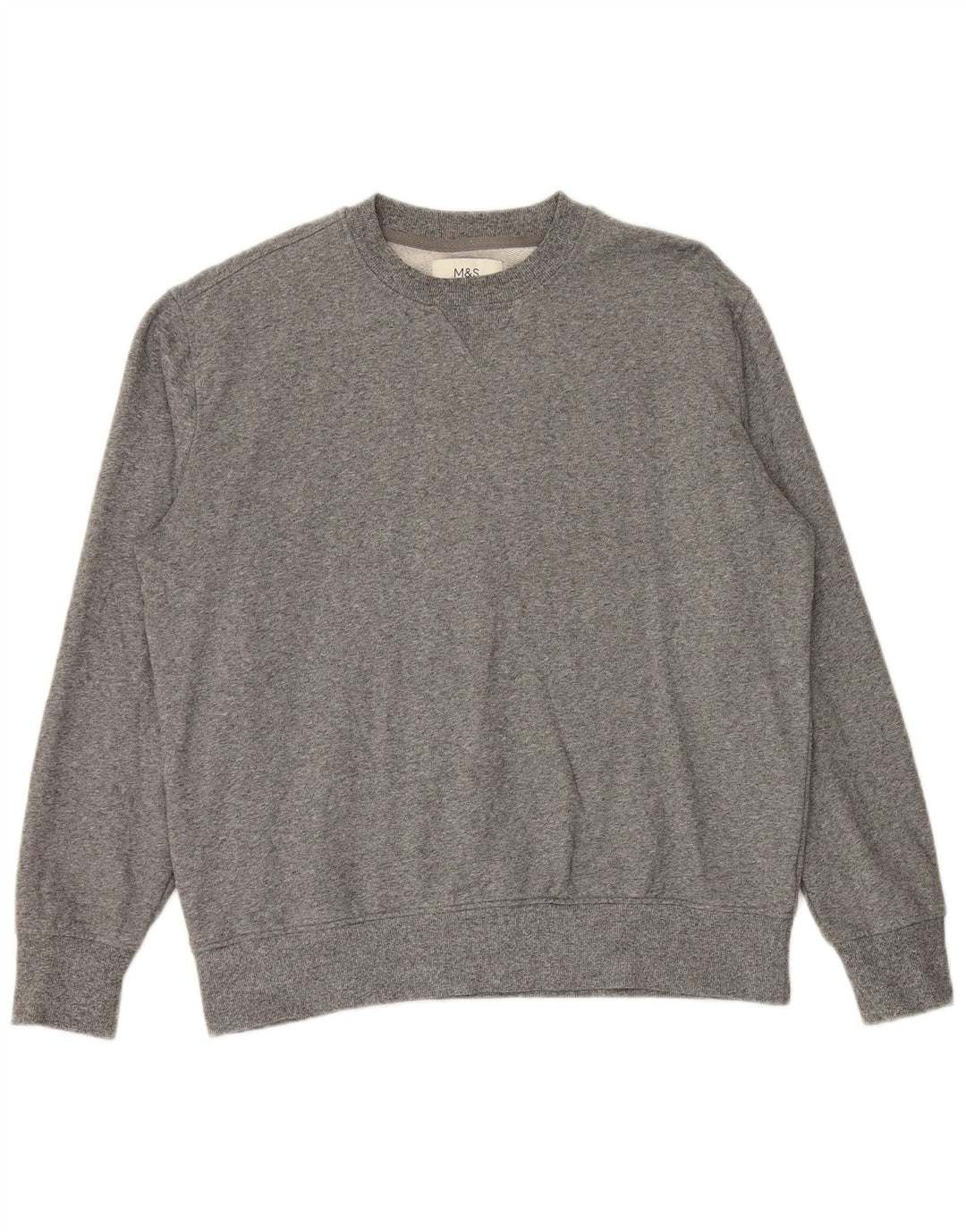 Felpa da uomo Marks & Spencer Maglione grande cotone chiazzato grigio