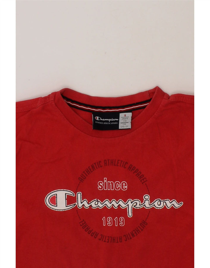 CHAMPION Boys Graphic T-Shirt Top 7-8 Years Small  Red Cotton Vintage Champion and Second-Hand Champion from Messina Hembry 