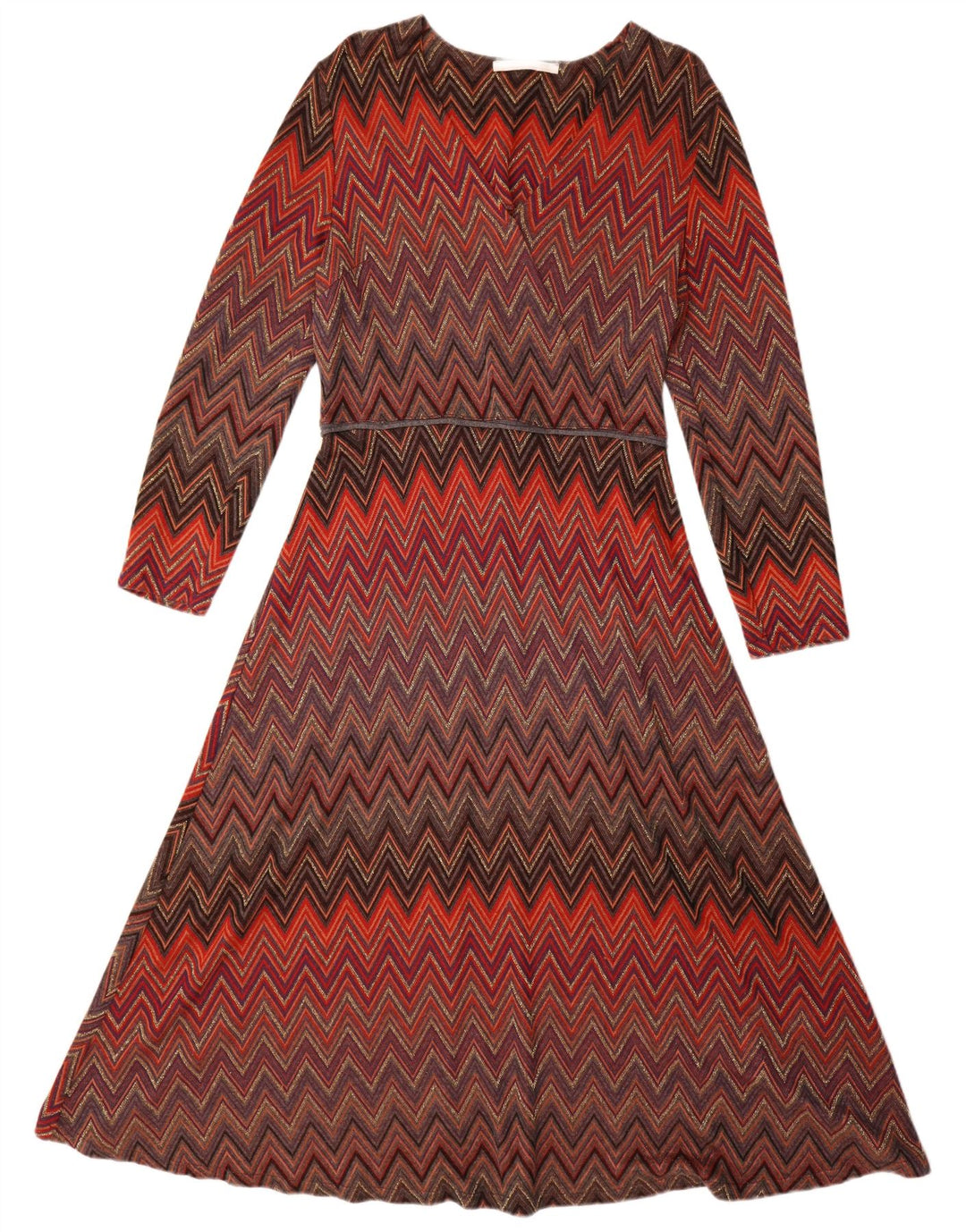 Abito lungo da donna a maniche lunghe Donatella IT 44 Chevron medio multicolore