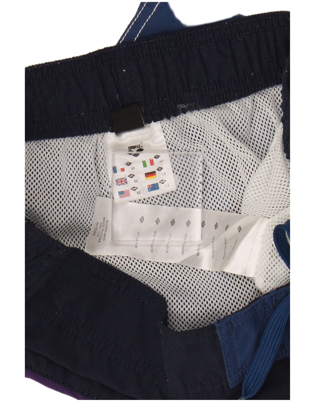 Pantaloncini da bagno grafici da uomo Arena in poliestere color block blu medio
