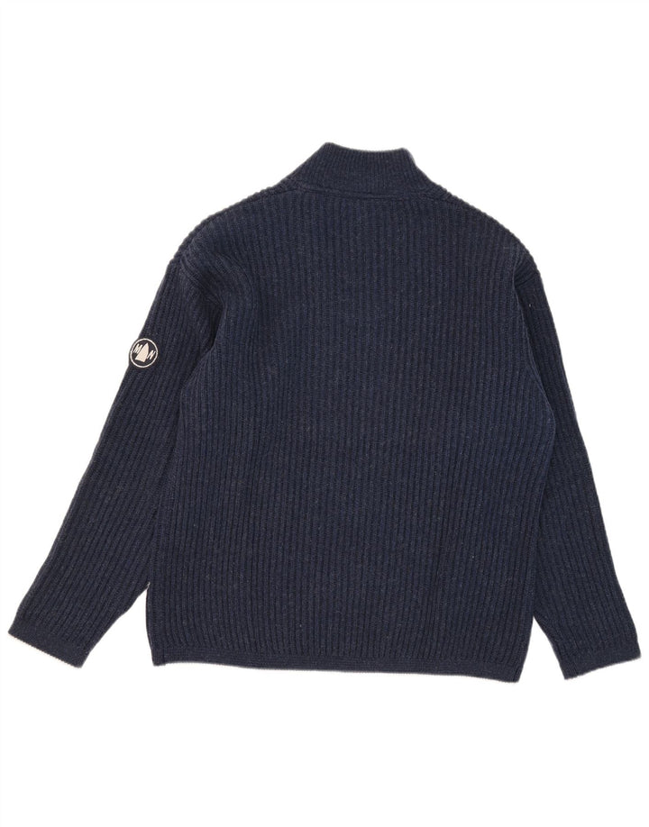 Maglione da uomo con zip e collo Murphy & Nye in lana blu navy media