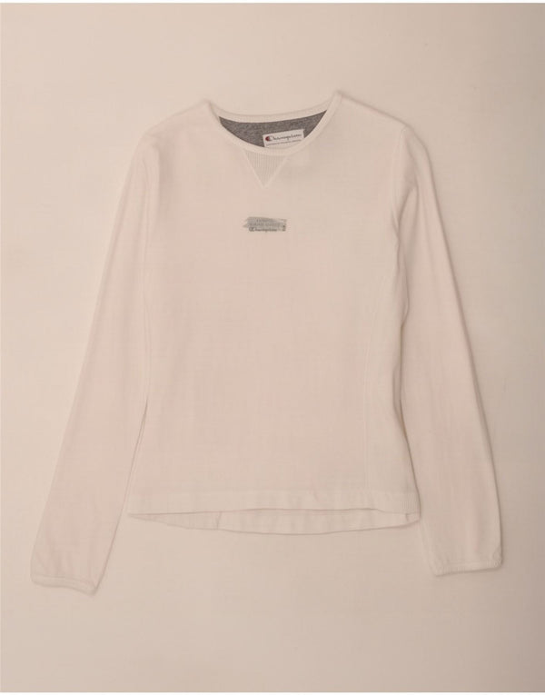 Champion Womens Heritage Classics Top Long Sleeve UK 12 Medium White Cotton