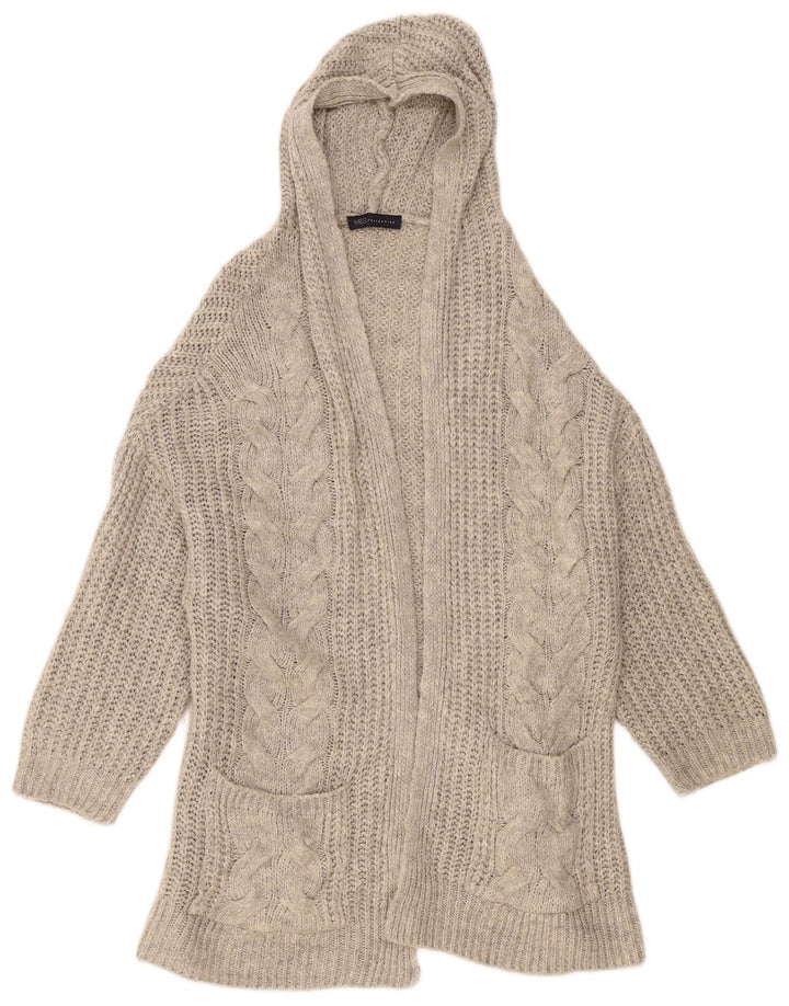 Maglione cardigan aperto con cappuccio da donna Marks & Spencer UK 14 Grigio medio