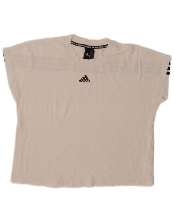 T-shirt corta oversize da donna Adidas UK 10 piccola in cotone bianco