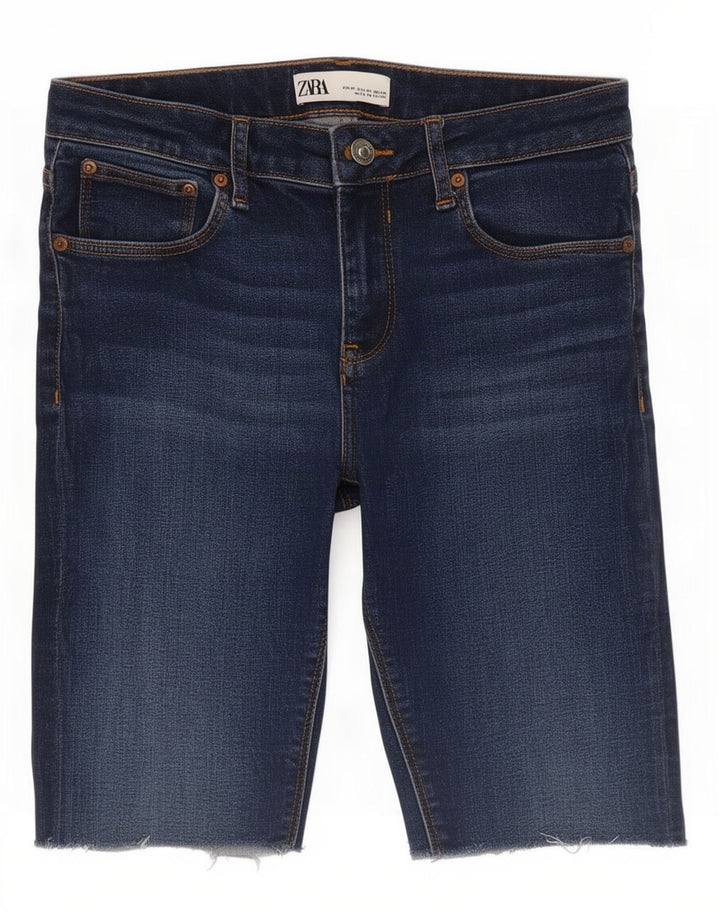 Pantaloncini di jeans da donna Zara EU 38 piccoli W28 blu navy