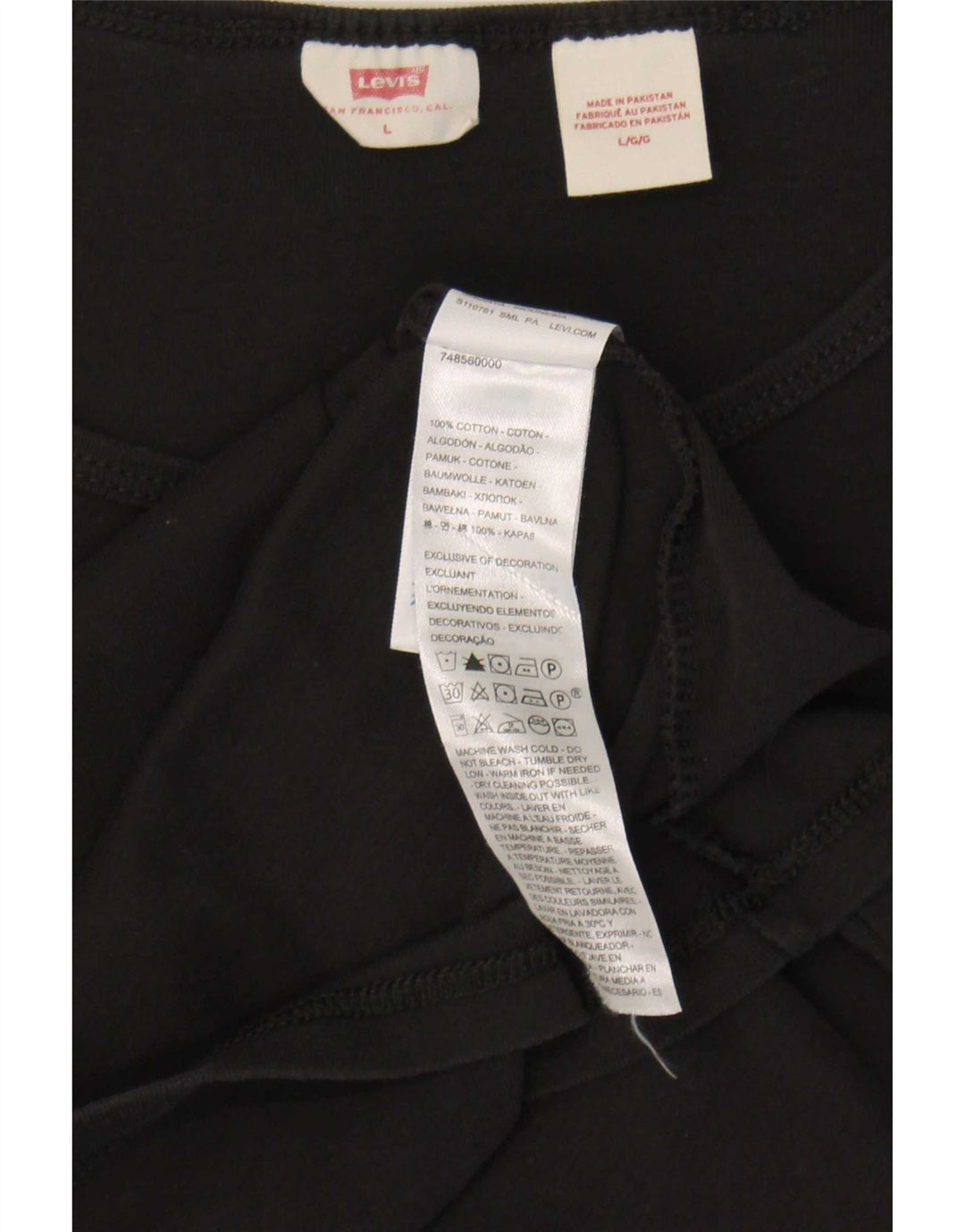 T-shirt da donna Levi's Top UK 14 grande cotone nero