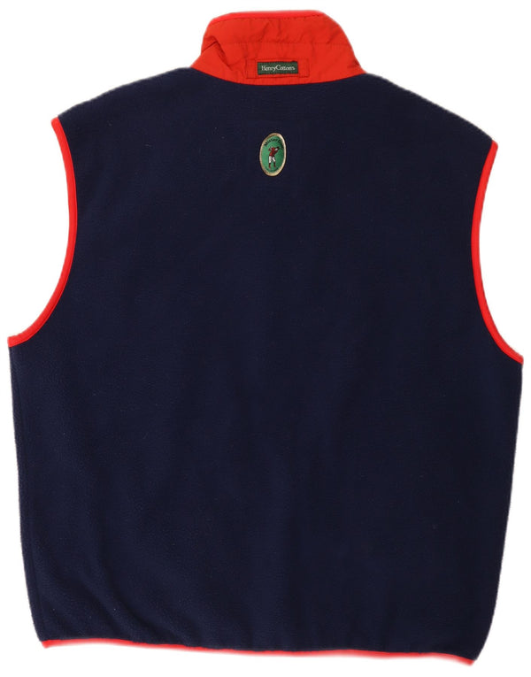 Gilet in pile da uomo Henry Cottons UK 40 Large Blu Navy Colourblock Poliestere