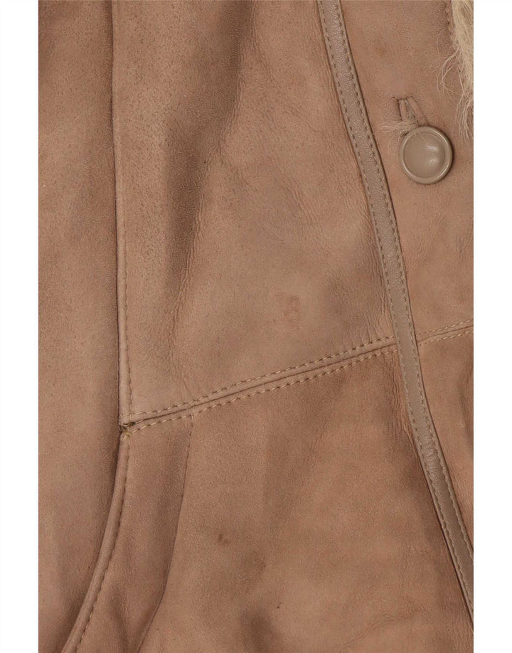 Giacca in shearling vintage da donna IT 46 Large Beige