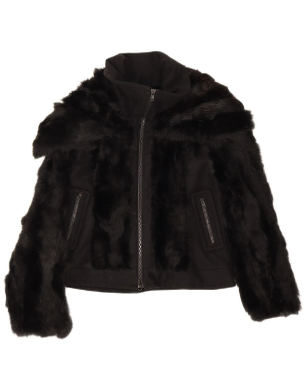 Giubbotto bomber da donna in pelliccia sintetica Annarita N IT 46 Large in lana nera