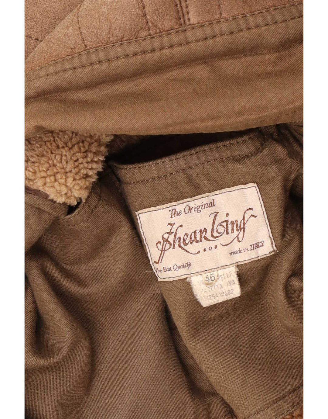 Giacca in pelle oversize Sherpa da donna vintage IT 46 grande marrone