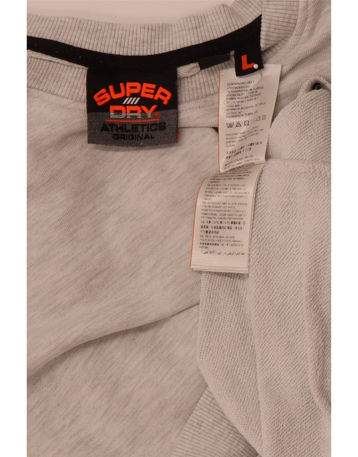 Felpa grafica da uomo SUPERDRY Maglione grande cotone grigio